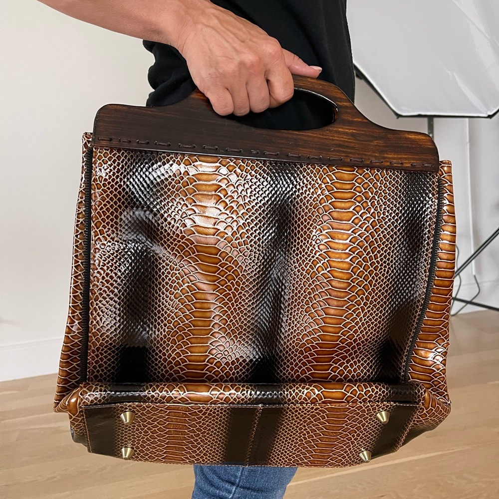 Luxurious Brown and Black Snakeskin Briefcase
